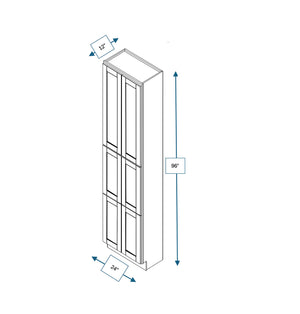 Malibu White 24 in. Wide x 12 in. Deep x 96 in. Tall - Fridge End Shaker Cabinet