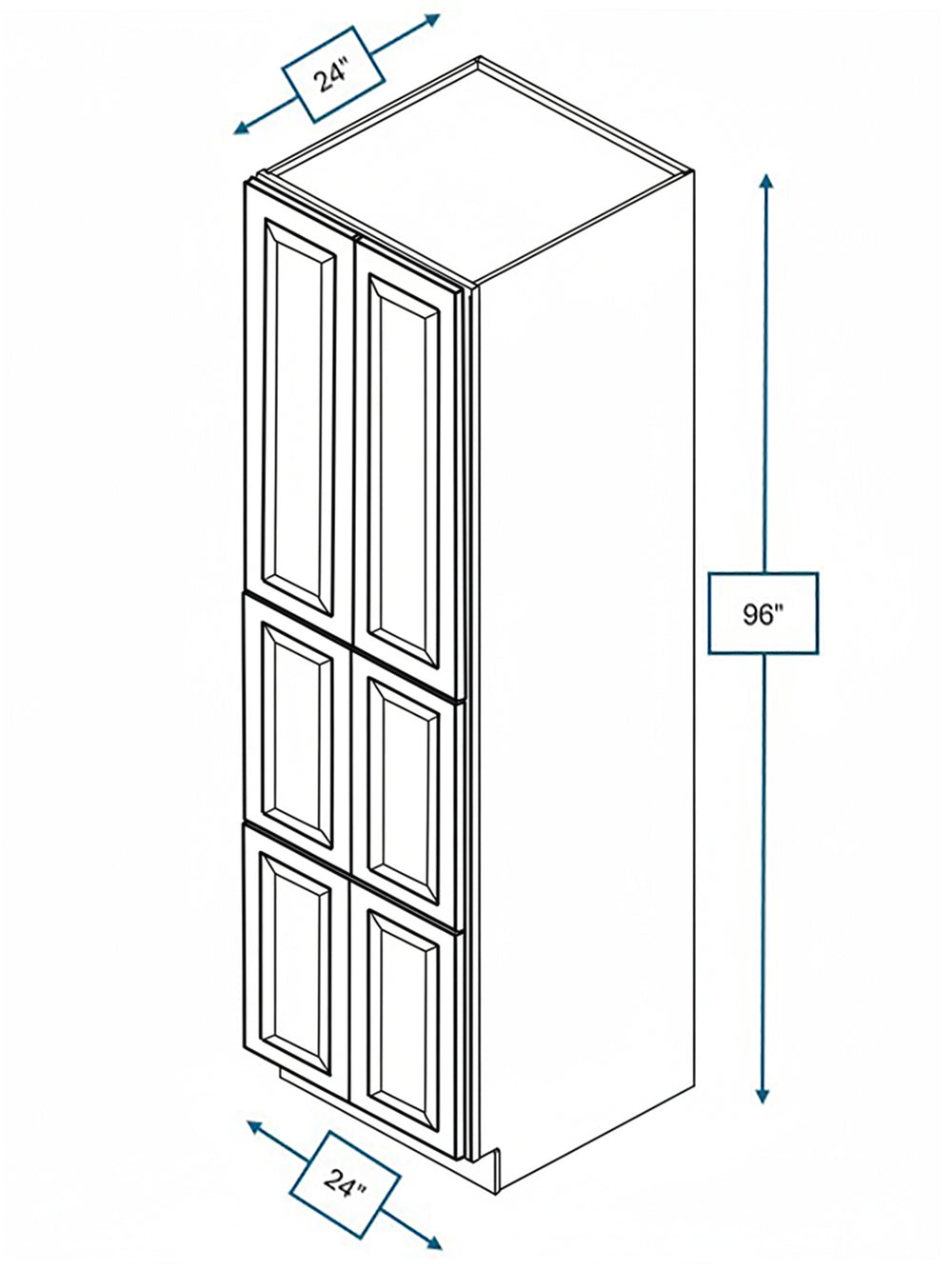 Harbour Town White Bevel Shaker 24 in. x 24 in. x 96 in. Pantry Cabinet