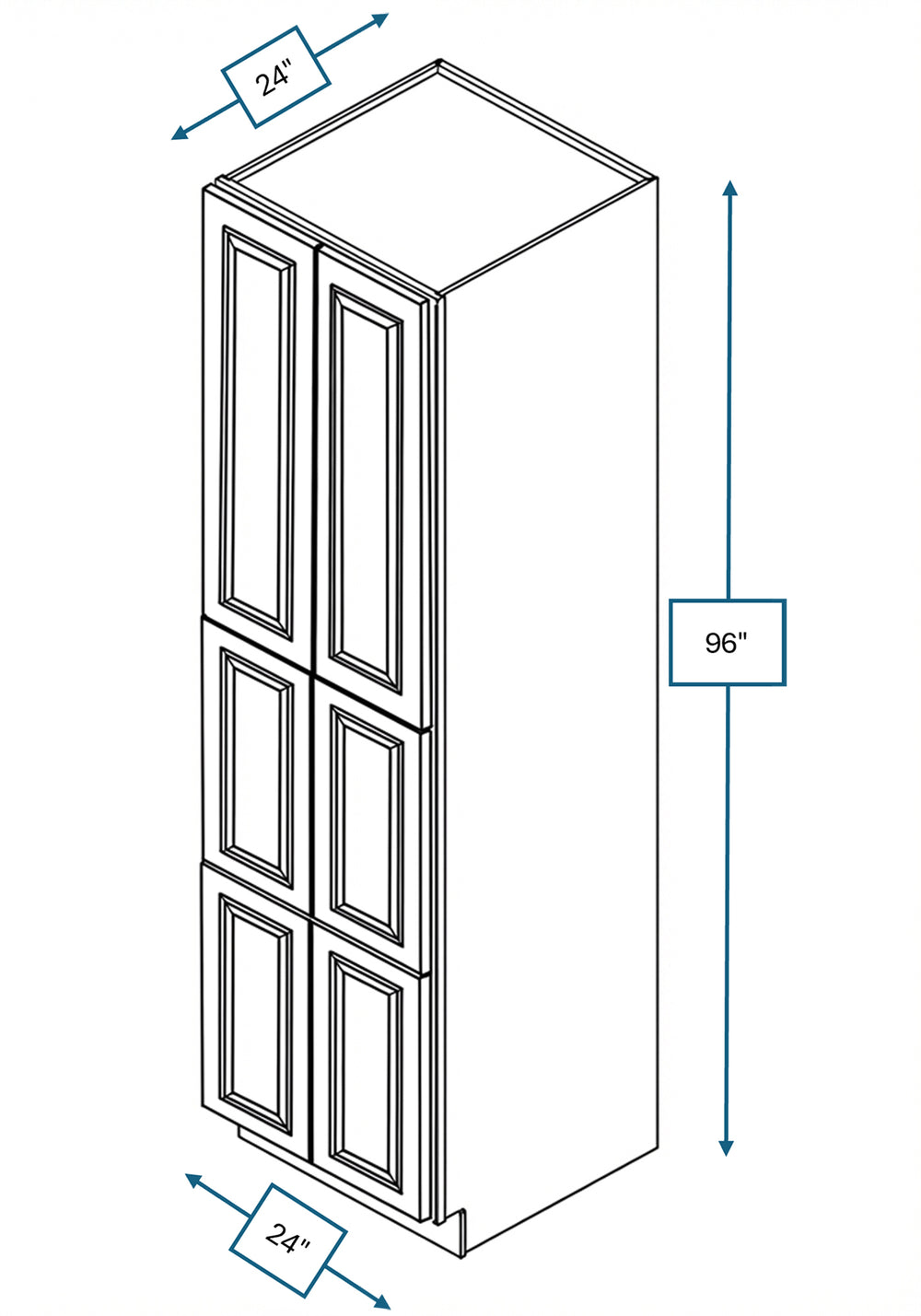 Knightsbridge Brown Raised Panel 24 in. x 24 in. x 96 in. Tall Cabinet