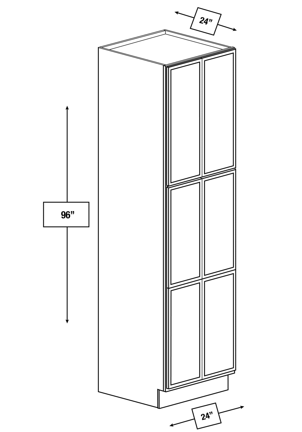 Franklin White Slim Shaker 24 in. x 24 in. x 96 in. Tall Cabinet