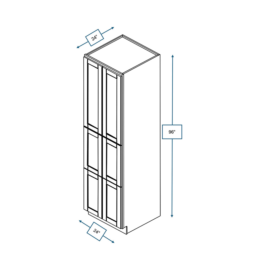 Malibu White 24 in. Wide x 24 in. Deep x 96 in. Tall - Pantry Shaker Cabinet