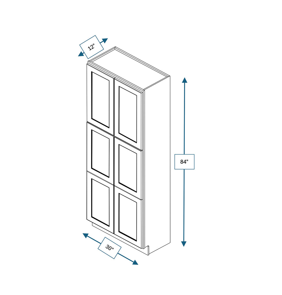 Nantucket Bluff Shaker Fridge End Cabinet 30 in. x 84 in. x 12 in.