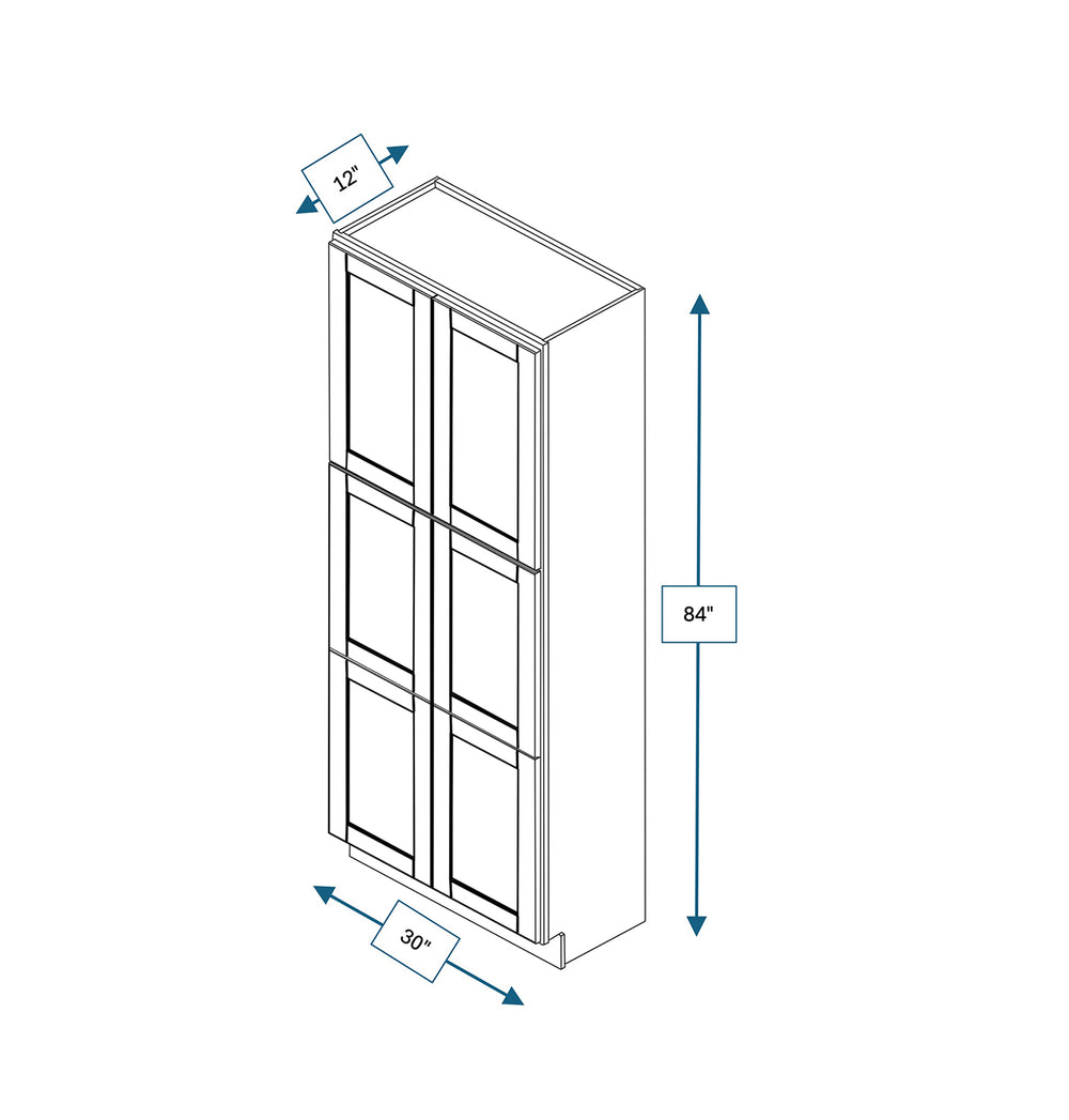 Malibu White 30 in. Wide x 12 in. Deep x 84 in. Tall - Fridge End Shaker Cabinet