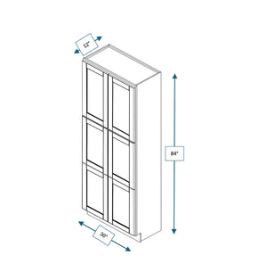 Malibu White 30 in. Wide x 12 in. Deep x 84 in. Tall - Fridge End Shaker Cabinet