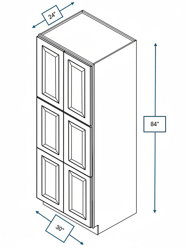 Wexford White Oak Bevel Shaker Pantry Cabinet 30 in. x 24 in. x 84 in.