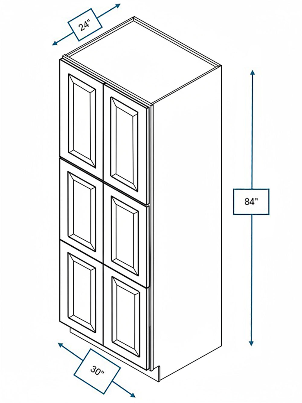 Harbour Town White Bevel Shaker Pantry Cabinet 30 in. x 24 in. x 84 in.