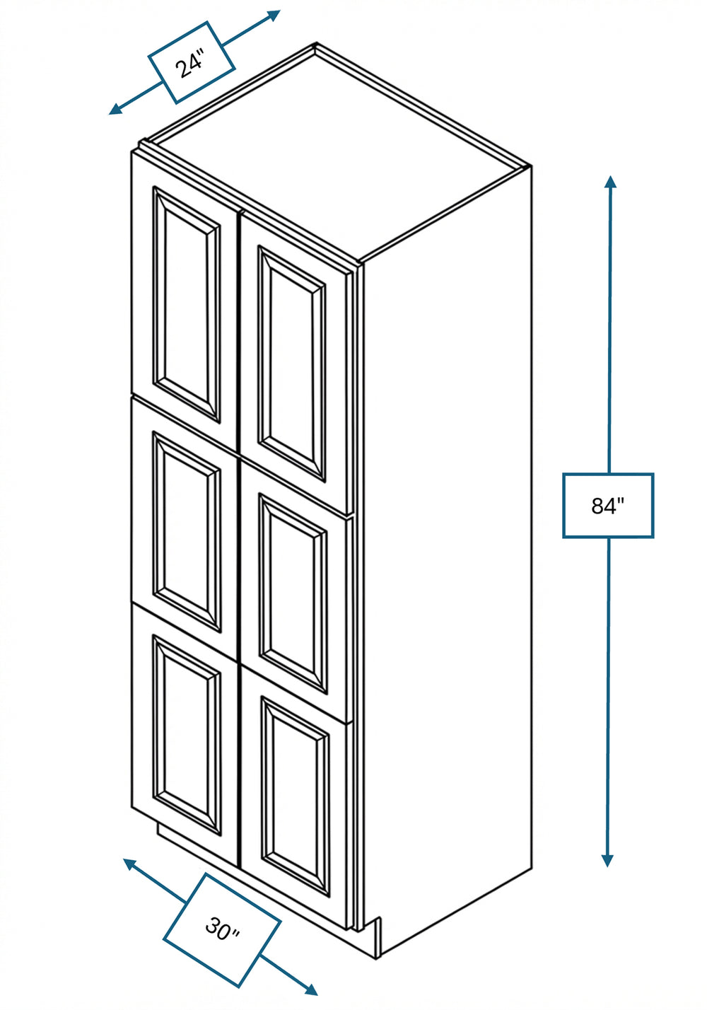 Cotswold Linen Raised Panel Tall Cabinet 30 in. x 24 in. x 84 in.