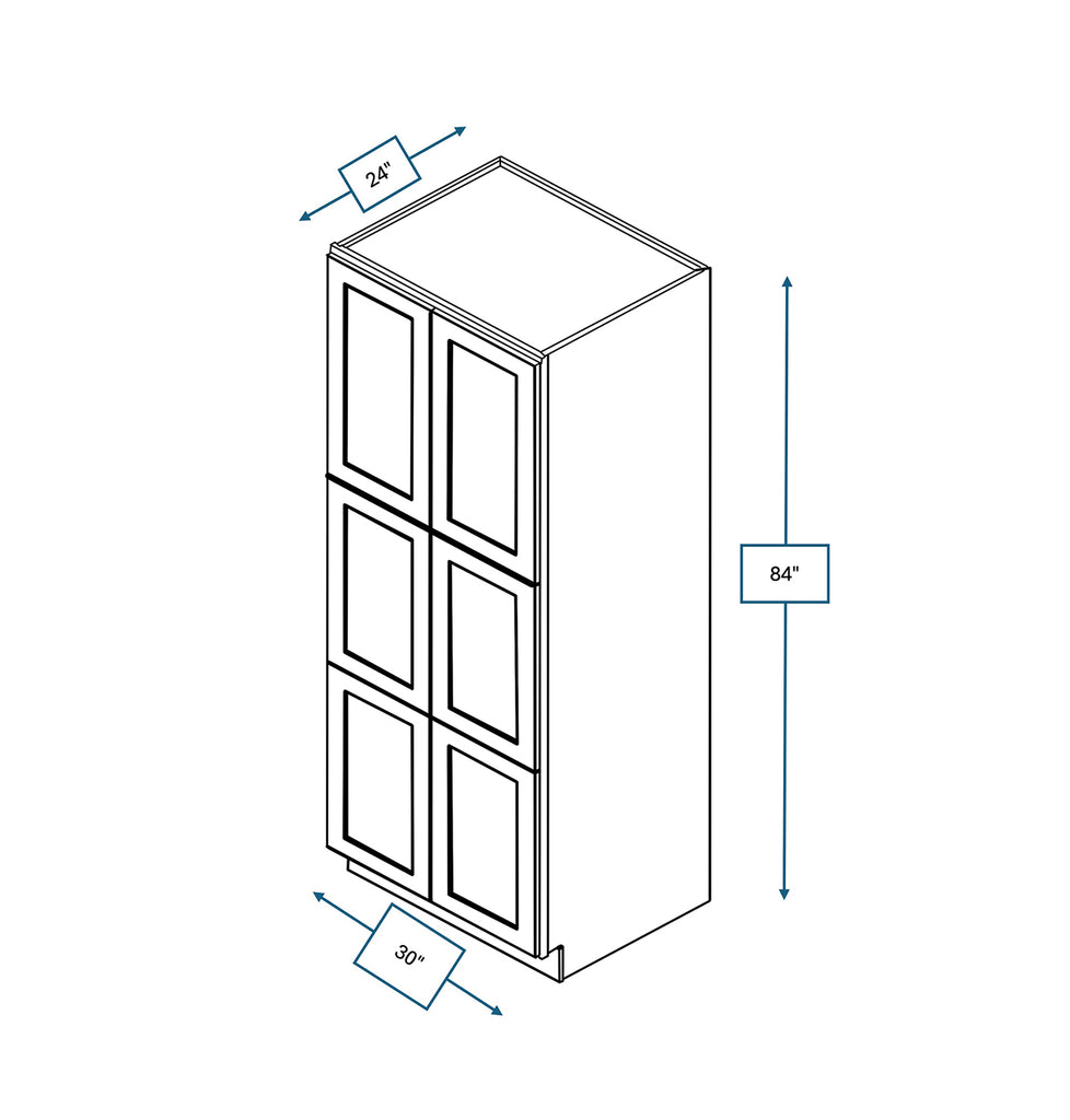Malibu White Shaker Pantry Cabinet 30 in. x 24 in. x 84 in.