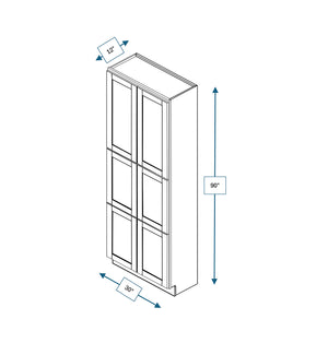 Malibu White 30 in. Wide x 12 in. Deep x 90 in. Tall - Fridge End Shaker Cabinet