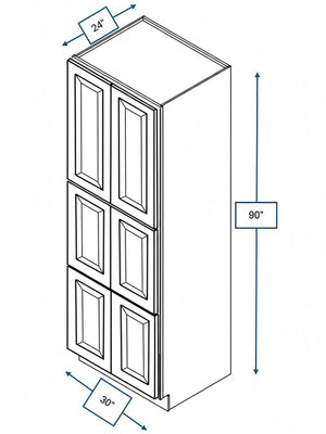 Broad Creek Blue Bevel Shaker Pantry Cabinet 30 in. x  24 in. x 90 in.