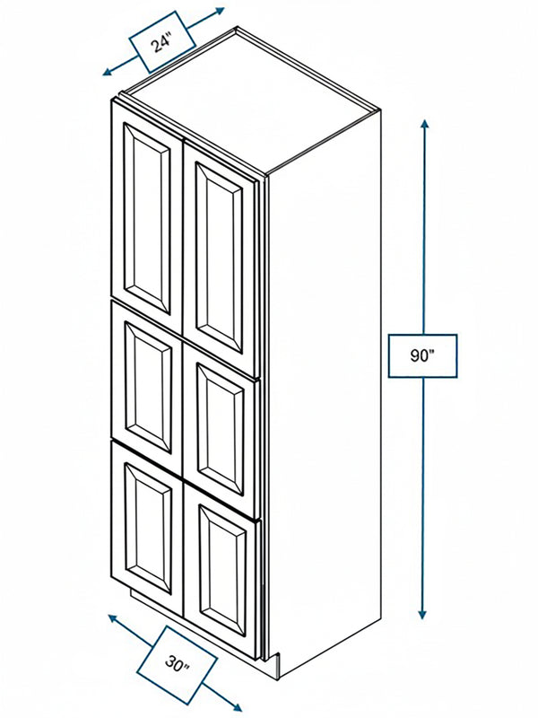 Wexford White Oak Bevel Shaker Pantry Cabinet 30 in. x  24 in. x 90 in.