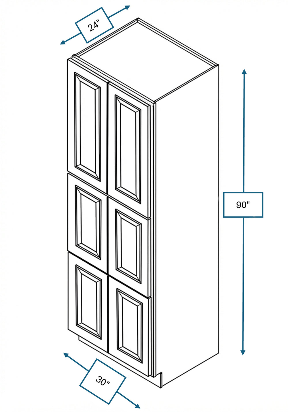 Montpelier Sage Raised Panel Tall Cabinet 30 in. x 24 in. x 90 in.