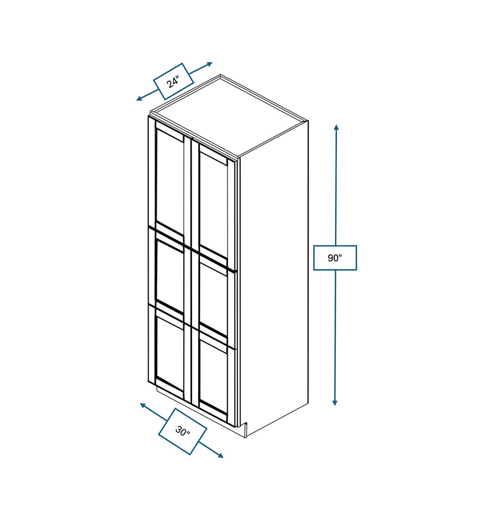 Malibu White Shaker Pantry Cabinet 30 in. x  24 in. x 90 in.