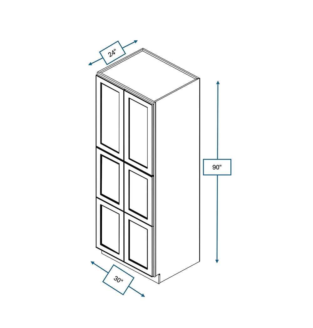 Platinum Grey 30 in. Wide x 12 in. Deep x 90 in. Tall - Fridge End Shaker Cabinet