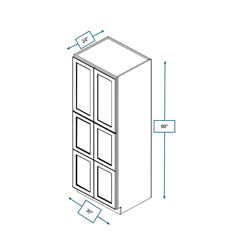 Platinum Grey Shaker Pantry Cabinet 30 in. x 24 in. x 90 in.