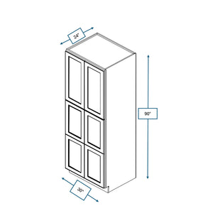 Hampton Pewter 30 in. Wide x 12 in. Deep x 90 in. Tall - Fridge End Shaker Cabinet