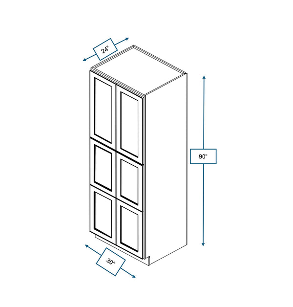 Hampton Pewter 30 in. Wide x 12 in. Deep x 90 in. Tall - Fridge End Shaker Cabinet