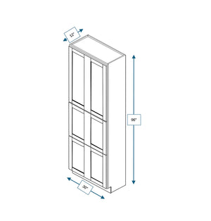 Malibu White 30 in. Wide x 12 in. Deep x 96 in. Tall - Fridge End Shaker Cabinet