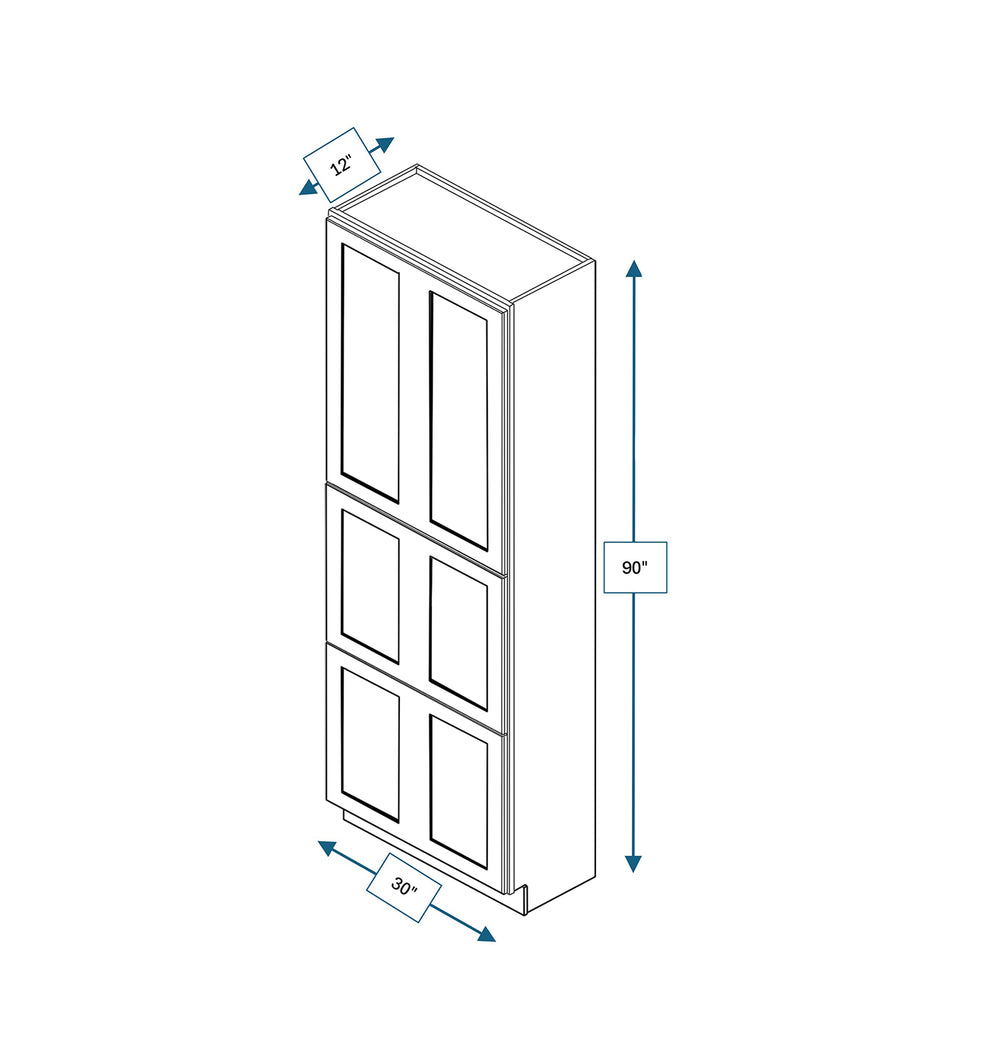 Nantucket Bluff 30 in. Wide x 12 in. Deep x 96 in. Tall - Fridge End Shaker Cabinet