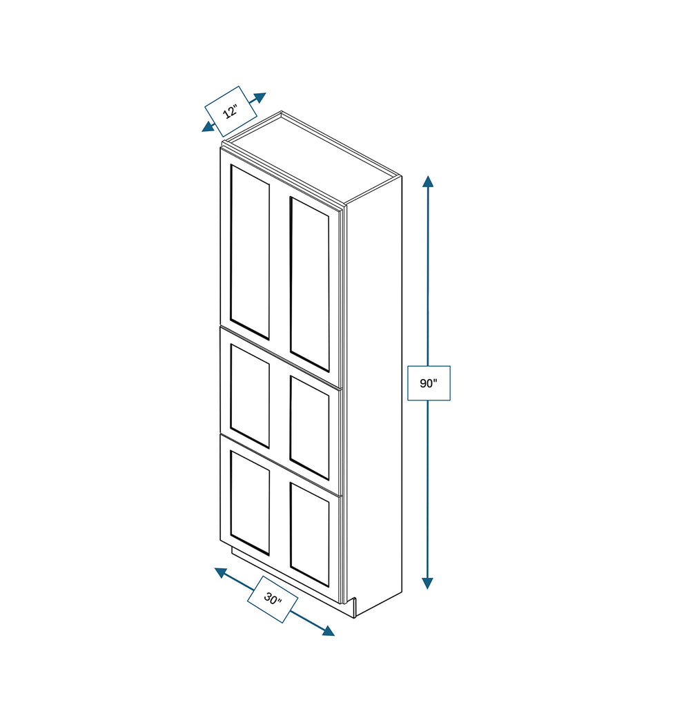 Nantucket Bluff Shaker Fridge End Cabinet 30 in. x 96 in. x 12 in.