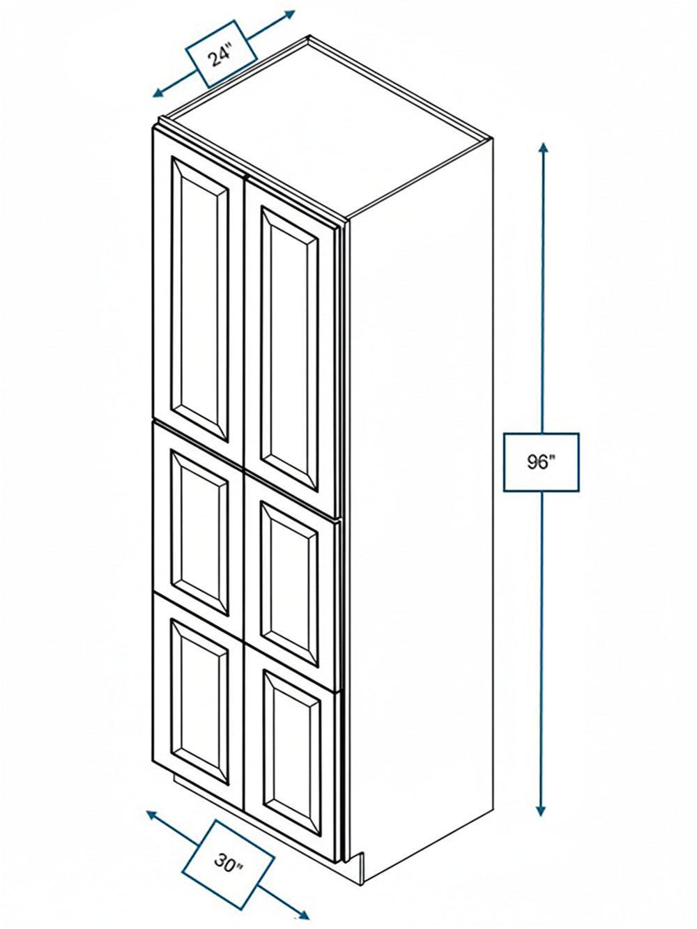 Wexford White Oak Bevel Shaker Pantry Cabinet 30 in. x 24 in. x 96 in.