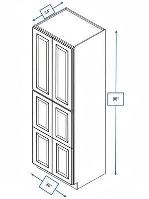 Wexford White Oak Bevel Shaker Pantry Cabinet 30 in. x 24 in. x 96 in.