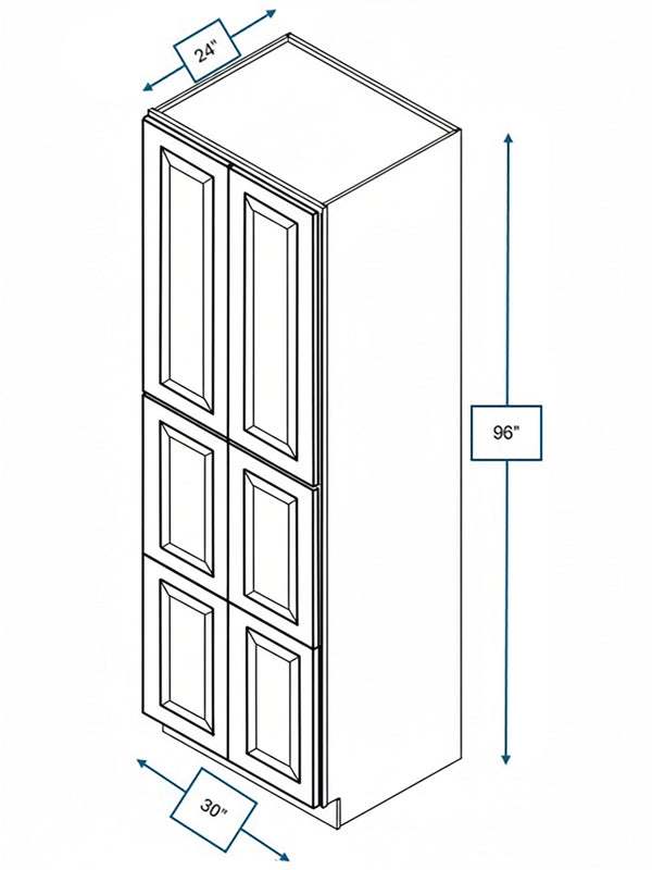 Wexford White Oak Bevel Shaker Pantry Cabinet 30 in. x 24 in. x 96 in.
