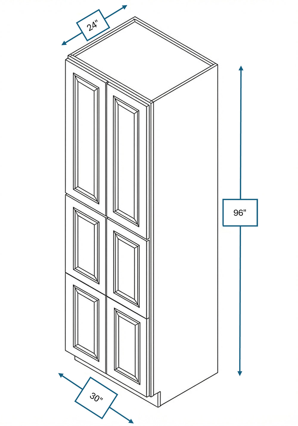 Montpelier Sage Raised Panel Tall Cabinet 30 in. x 24 in. x 96 in.