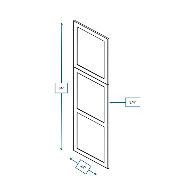 Platinum Grey .75 in. Wide x 24 in. Deep x 90 in. Tall - Decorative End Panel for Pantry/Oven Shaker Cabinet