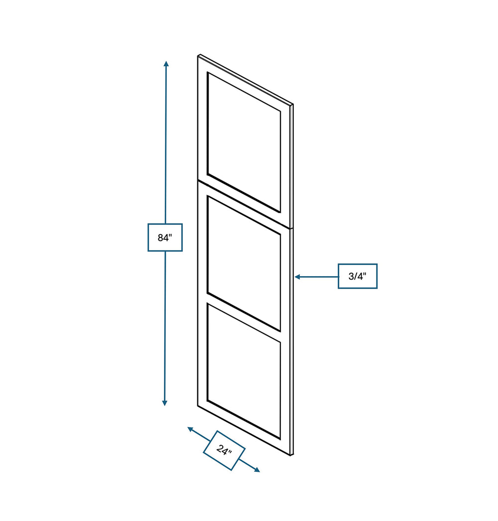 Platinum Grey .75 in. Wide x 24 in. Deep x 96 in. Tall - Decorative End Panel for Pantry/Oven Shaker Cabinet