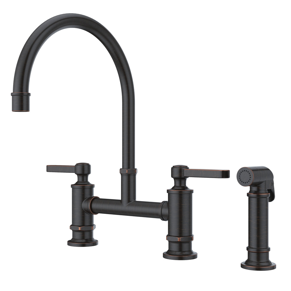 Port Haven Kitchen Faucet Bridge 2-Handle Tuscan Bronze