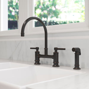 Port Haven Kitchen Faucet Bridge 2-Handle Tuscan Bronze