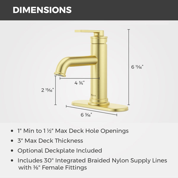 Havenridge Bathroom Faucet Single Control 1 Handle Brushed Gold