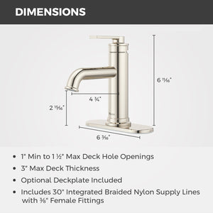 Havenridge Bathroom Faucet Single Control 1 Handle Polished Nickel