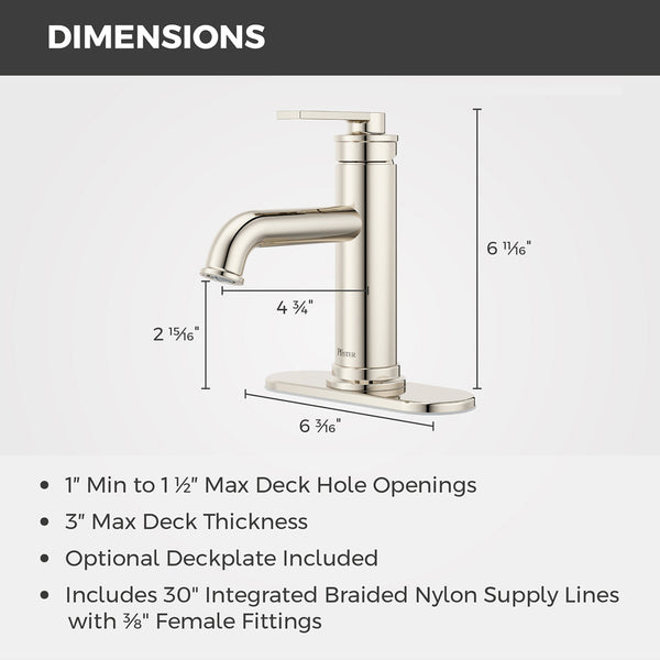 Havenridge Bathroom Faucet Single Control 1 Handle Polished Nickel