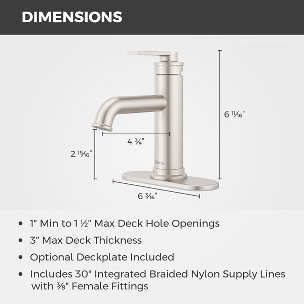 Havenridge Bathroom Faucet Single Control 1 Handle Spot Defense Brushed Nickel
