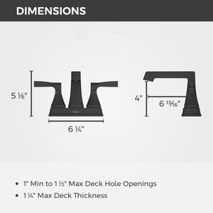 Holliston Bathroom Faucet 4In Centerset 2 Handle Spot Defense Matte Black