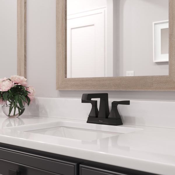 Holliston Bathroom Faucet 4In Centerset 2 Handle Spot Defense Matte Black