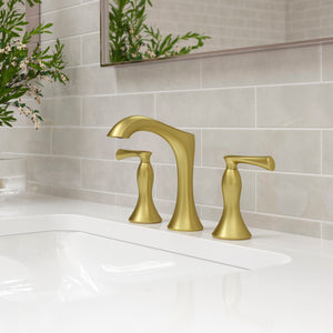 Rhen Bathroom Faucet Widespread Faucet 2-Handle Brushed Gold