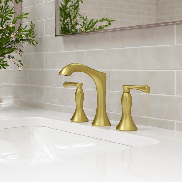 Rhen Bathroom Faucet Widespread Faucet 2-Handle Brushed Gold