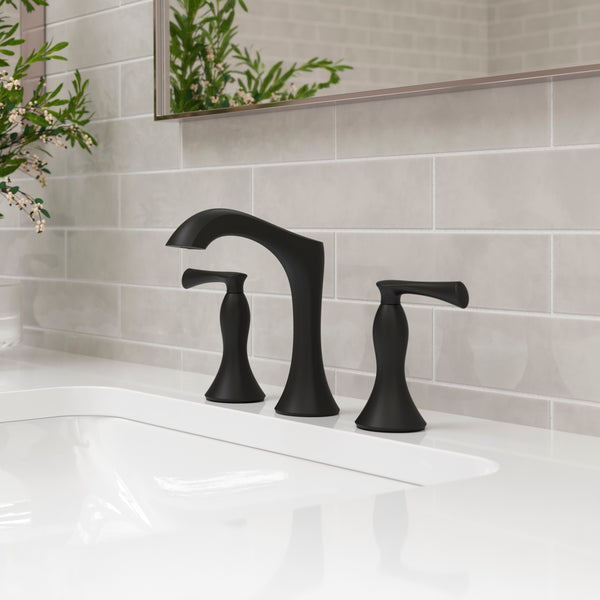 Rhen Bathroom Faucet Widespread Faucet 2-Handle Matte Black