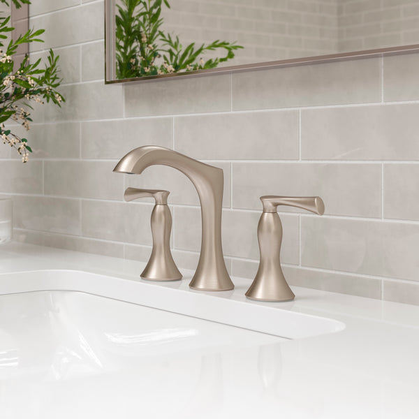 Rhen Bathroom Faucet Widespread Faucet 2-Handle Brushed Nickel