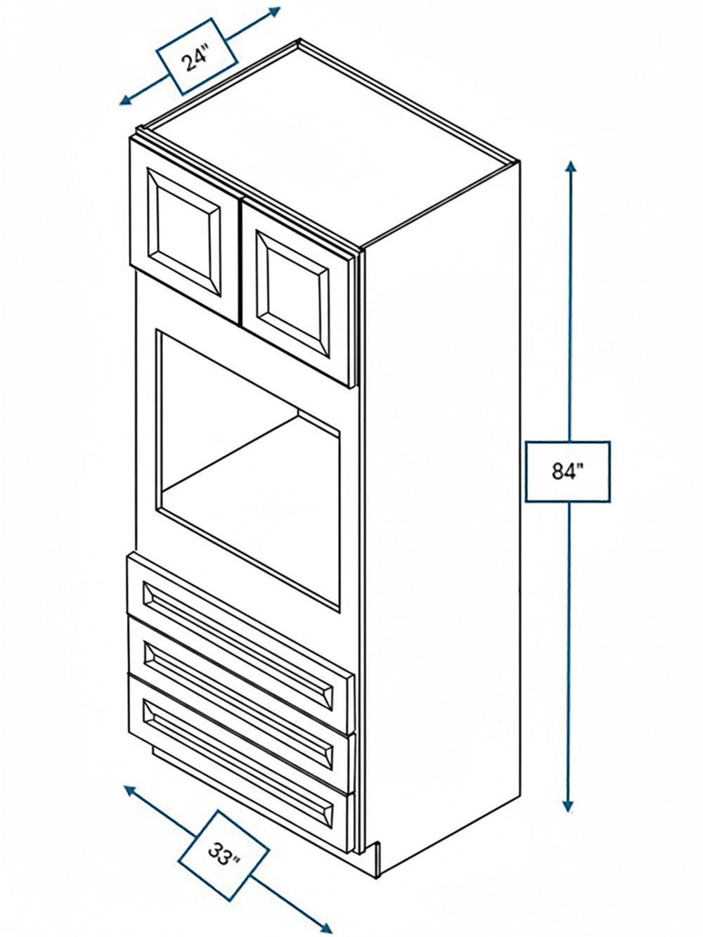 Harbour Town White Bevel Shaker 33 in. x 24 in. x 84 in. Double Oven Cabinet