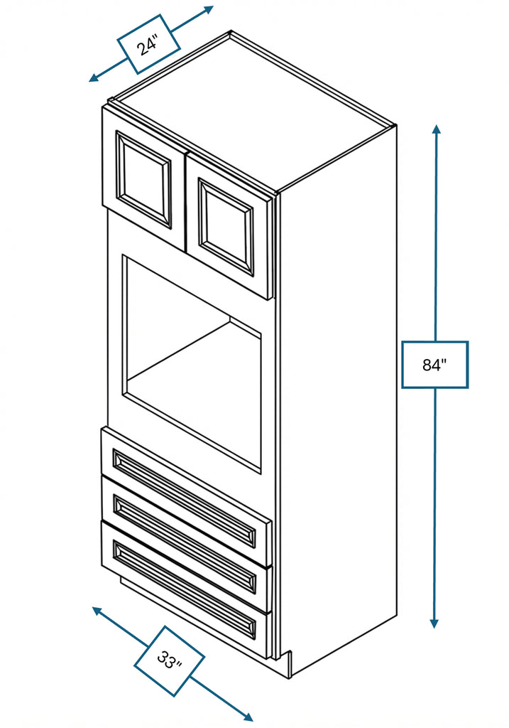 Chalet White Raised Panel 33 in. x 24 in. x 84 in. Double Oven Cabinet