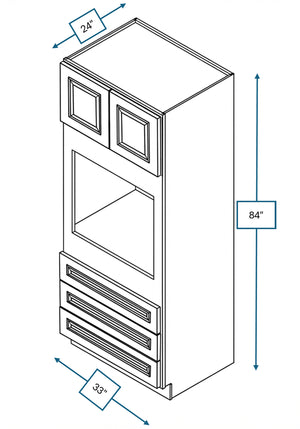 Knightsbridge Brown Raised Panel 33 in. x 24 in. x 84 in. Double Oven Cabinet