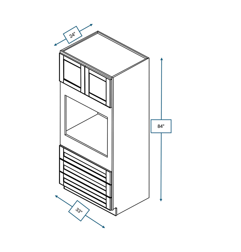 Malibu White Shaker 33 in. x 24 in. x 84 in. Double Oven Cabinet
