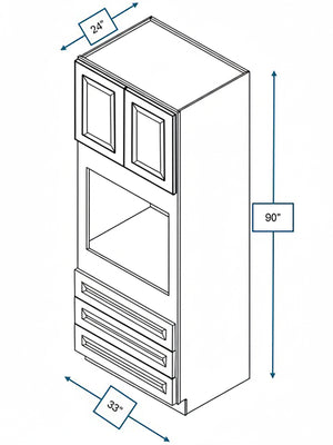 Harbour Town White Bevel Shaker 33 in. x 24 in. x 90 in. Double Oven Cabinet