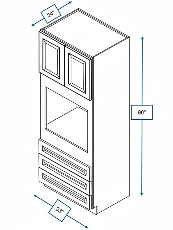 Harbour Town White Bevel Shaker 33 in. x 24 in. x 90 in. Double Oven Cabinet