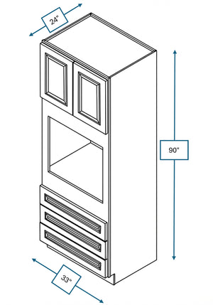 Chalet White Raised Panel 33 in. x 24 in. x 90 in. Double Oven Cabinet