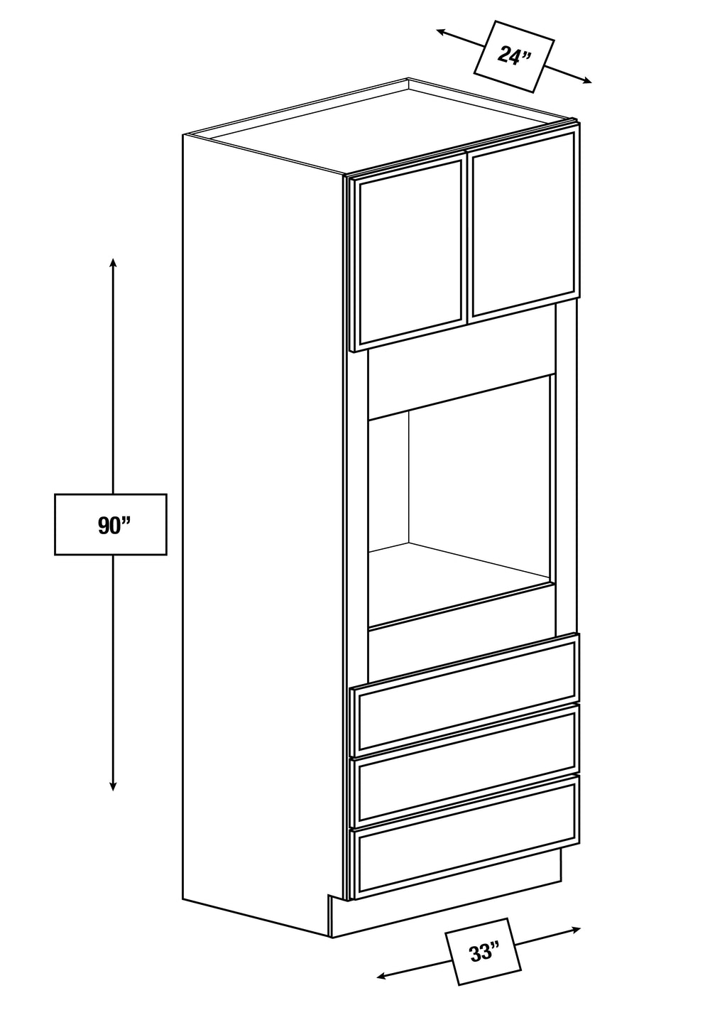 Brentwood Fawn Slim Shaker 33 in. x 24 in. x 90 in. Double Oven Cabinet